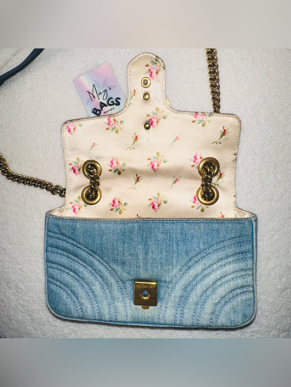 Gucci: Denim GG Pearl Marmont Quilted Matelasse Limited Edition Crossbody - Picture 9 of 16